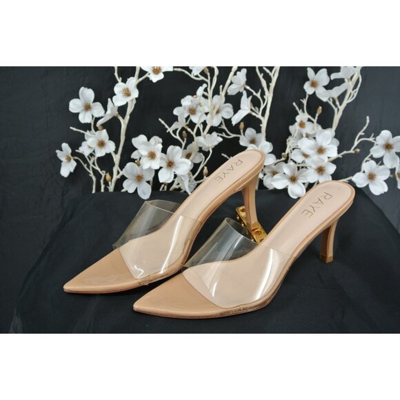RAYE Nude Leather Ankle Strap High Heel Sandals Size 7.5 - Picture 1 of 11
